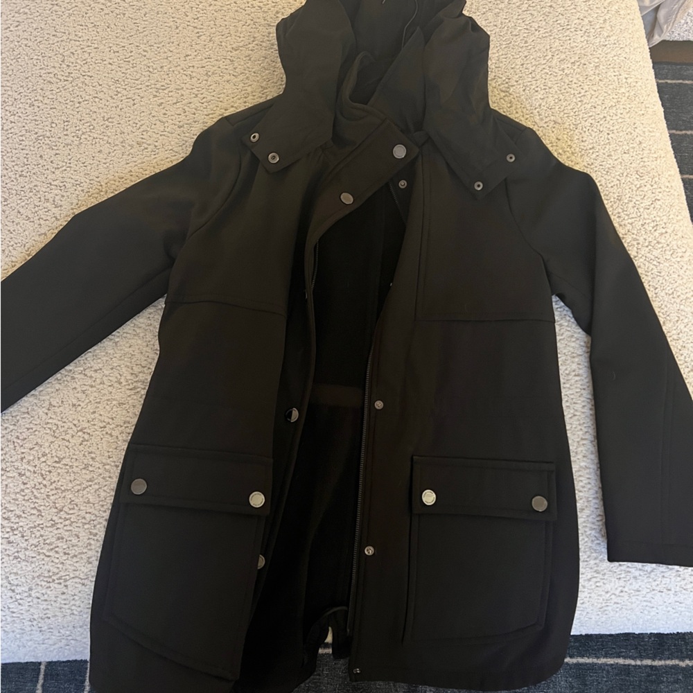 Calvin Klein black coat with multiple pockets